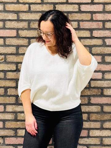 V-Neck Dolman Sweater - Ivory