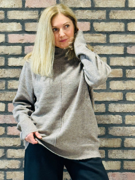 Relaxed Mock Neck Sweater - Mocha