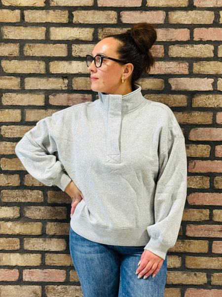 Fleece Half Snap Sweatshirt - R H Grey