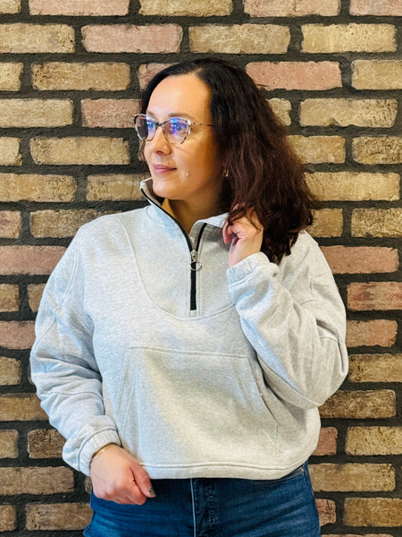 Half Zip Sweatshirt Pullover - Heather Grey