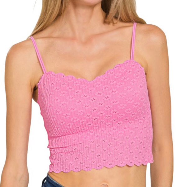 Lace Bralette with Bra Pads - Candy Pink