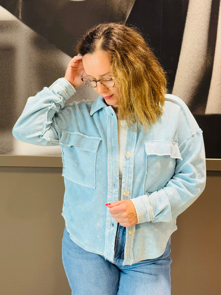 Vintage Button Down Shacket - Denim