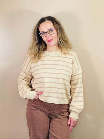 Soft Striped Pullover - Mocha