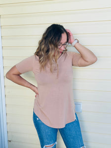 Round Neck and Hem Top - Brush