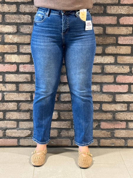 Tummy Control Straight Crop Jeans - Dark Wash
