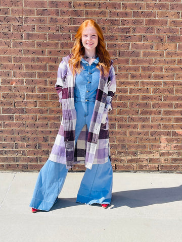 Plaid Duster Shacket - Purple Plum