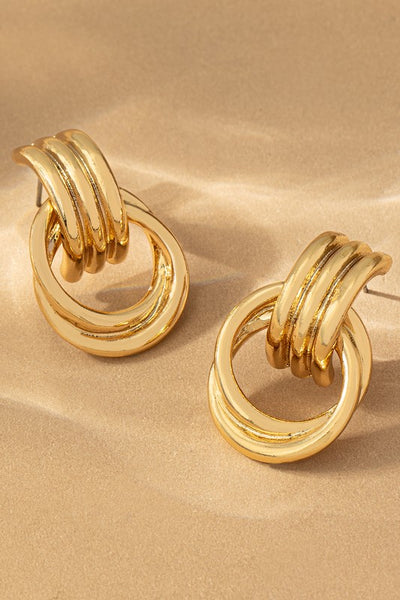 Intertwined Hoop Door Knocker Earrings - Gold