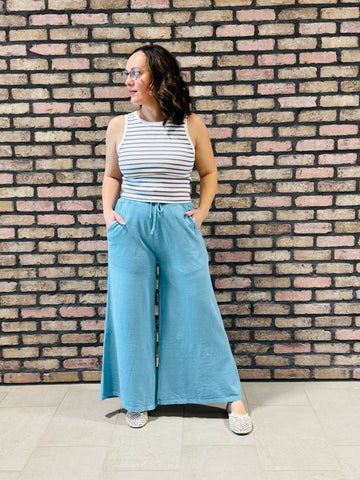 French Terry Pants - Blue Grey