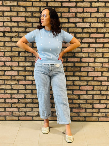 Polka Dot Shell Pullover - Blue