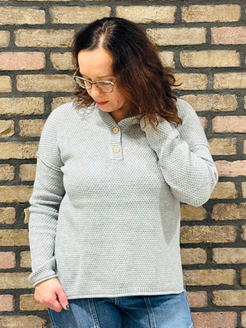 4 Buttons Henley Sweater - H Grey