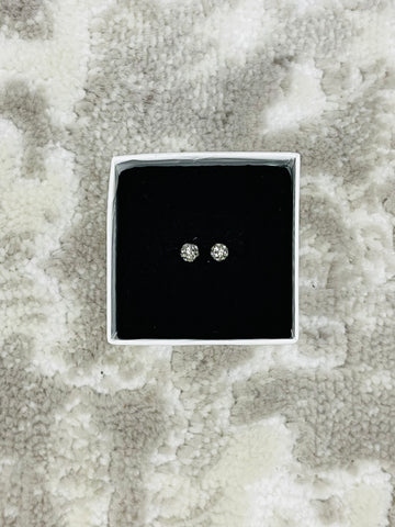 Crystal Ball Earrings - Charcoal 4mm