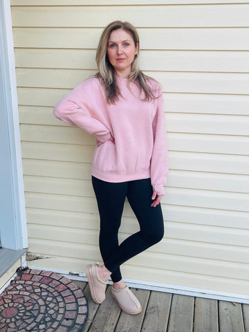 Sweatshirt with Thumbholes - Pink