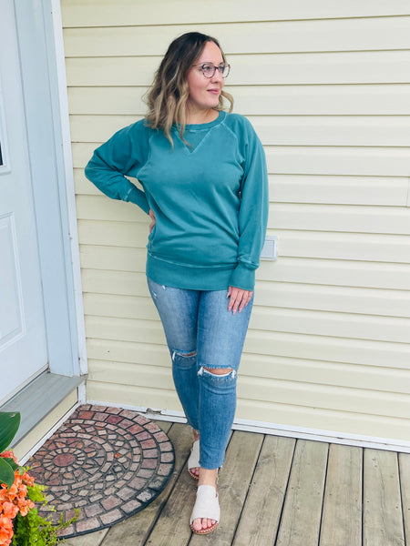 French Terry Pullover - Teal