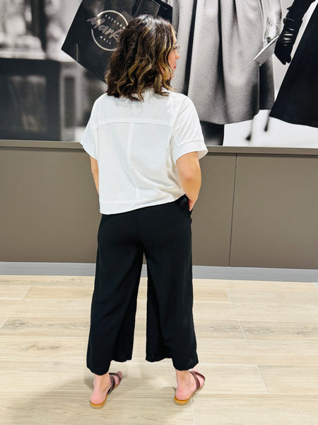 Crepe Cropped Pants - Black