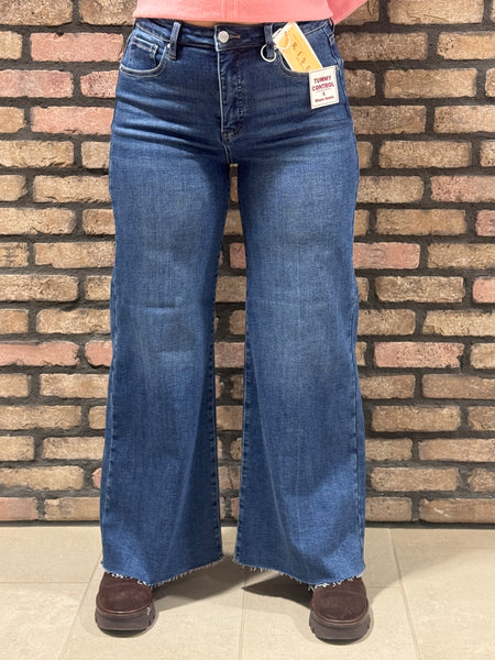 Ankle Wide Palazzo Jeans - Dark Wash