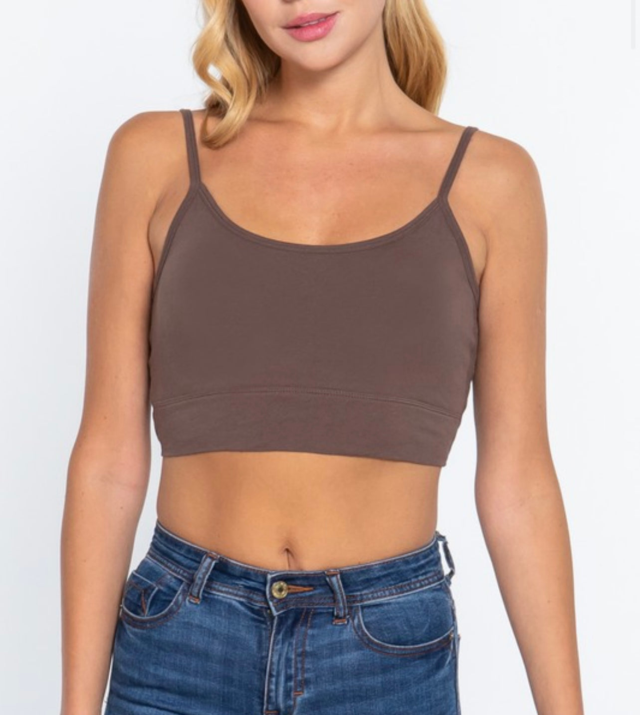 Twisted Back Cami Crop Top - Wood Brown