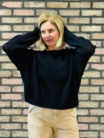 Textured Knit Sweater - Black