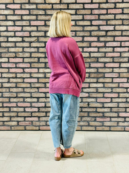 Pigment Dye Fleece Pullover - Cabernet