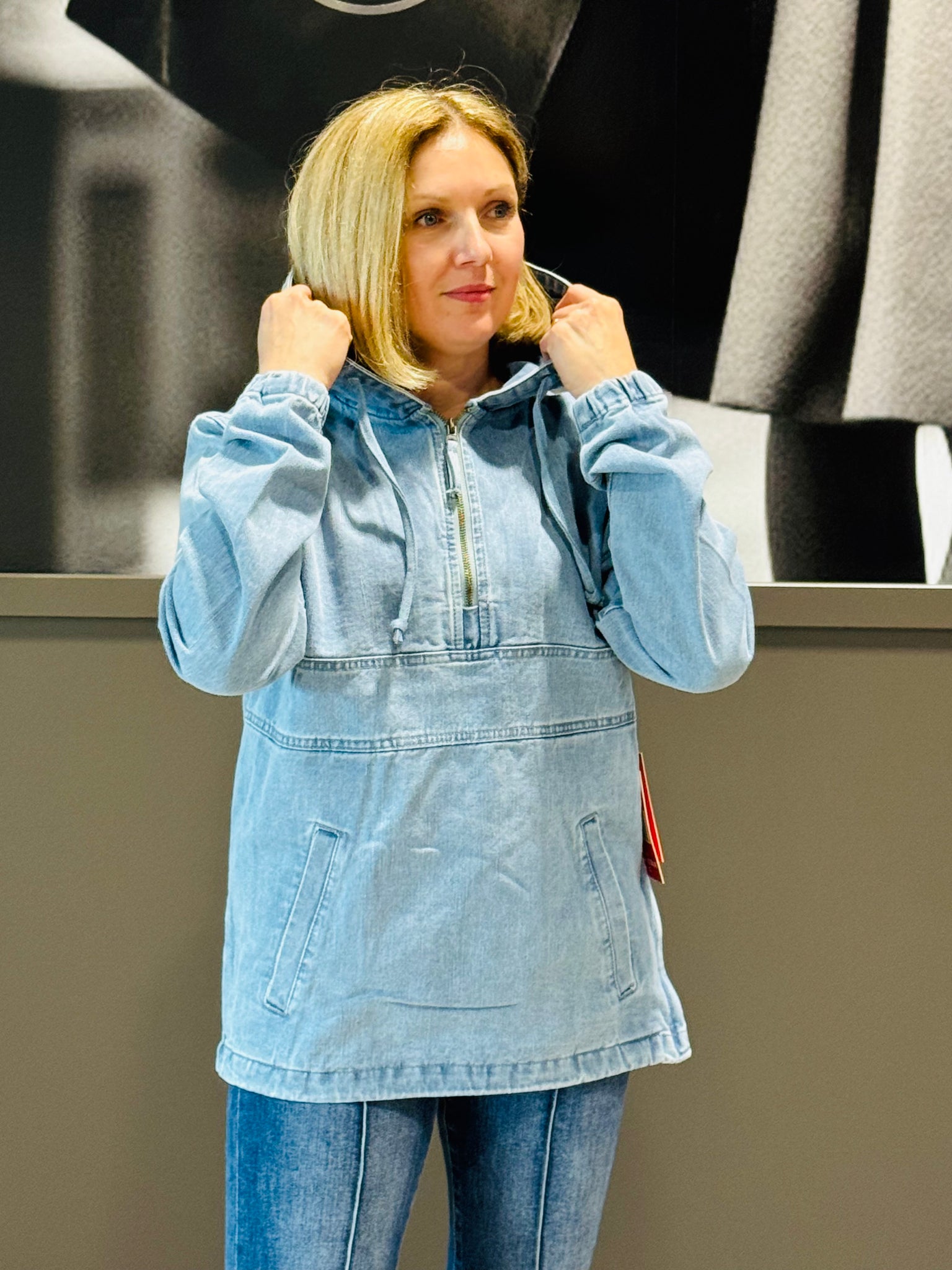 Hooded Denim Jacket - Light Wash
