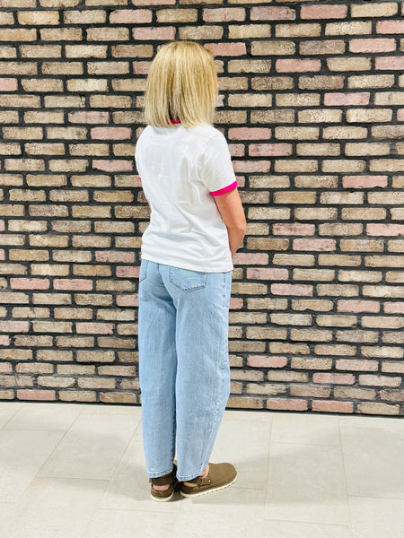 Contrast Binding Tee - Hot Pink