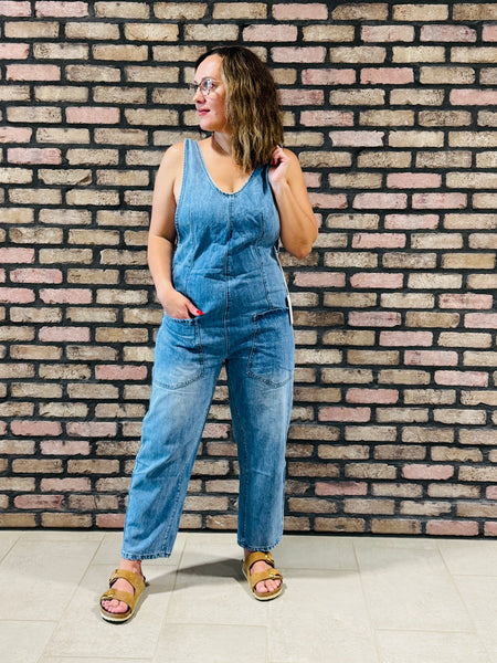 Denim Baggy Jumpsuit - Medium Wash
