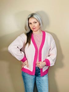 Chunky Knit Cardigan - Pink