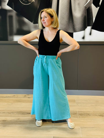 French Terry Pants - Turquoise