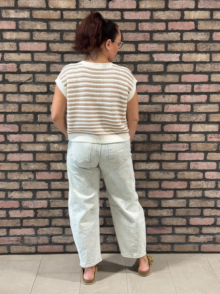 Striped Sleeveless Top - Dark Taupe