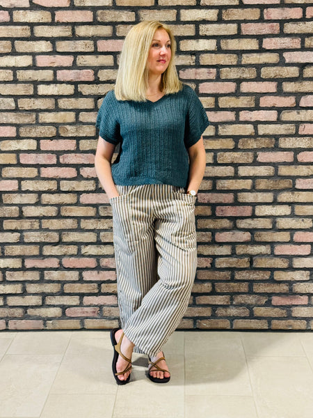 Striped Wide Pants - Brown