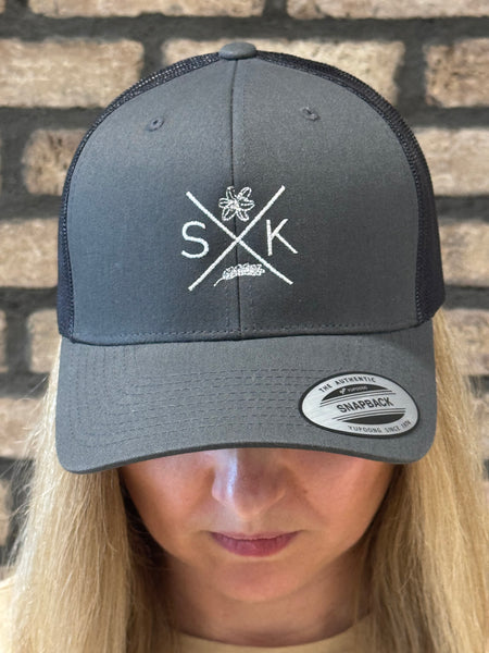 SK Embroidered Retro Trucker Cap - Charcoal