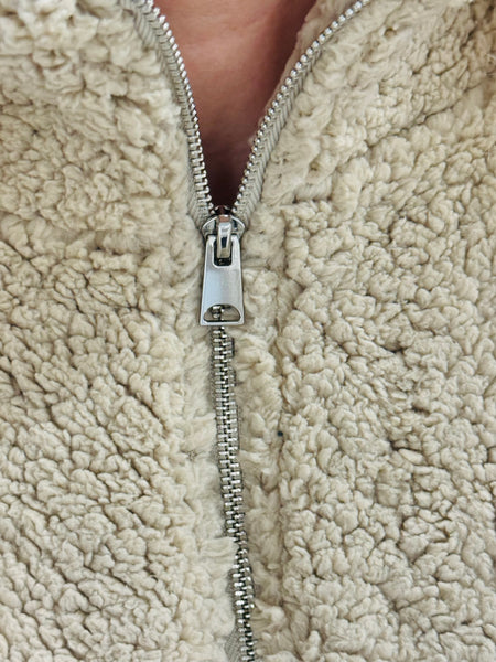 Sherpa Half Zip Jacket - Mocha
