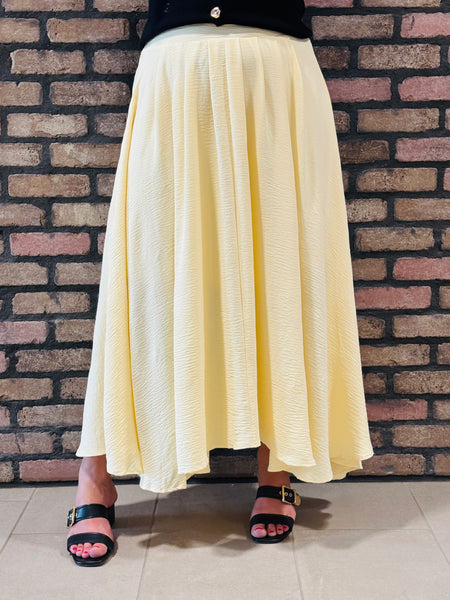 Pleated Midi Skirt - Butter Yellow