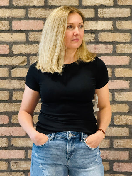 Micro Ribbed Tee - Black
