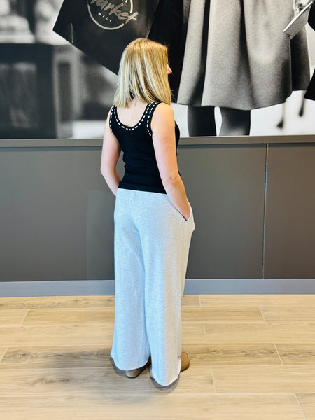 Front Tie Knit Tank Top - Black