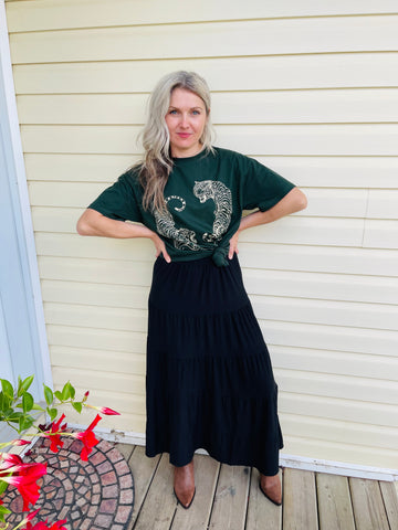 Tiered Maxi Skirt - Black