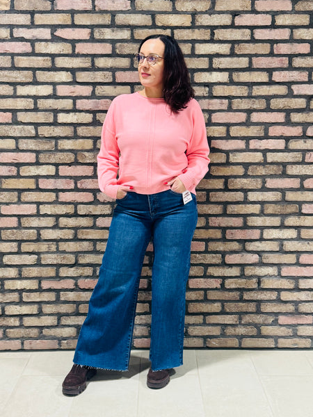 Ankle Wide Palazzo Jeans - Dark Wash