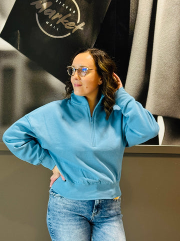 Half Zip Sweatshirt - Steel Blue