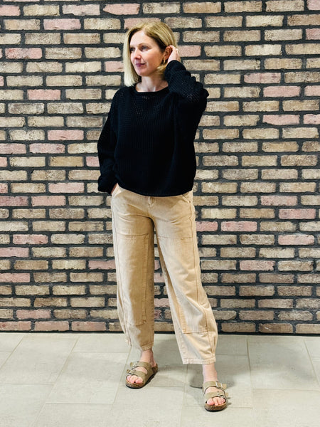 Textured Knit Sweater - Black