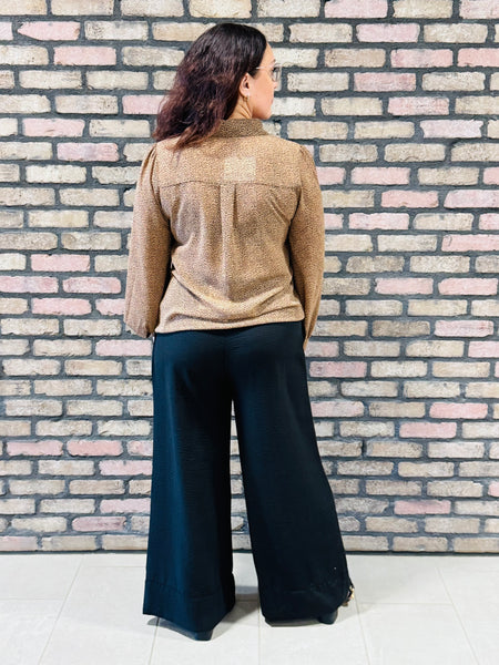 Button Down Chiffon Shirt - Camel