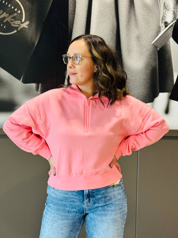 Half Zip Sweatshirt - Flamingo Pink
