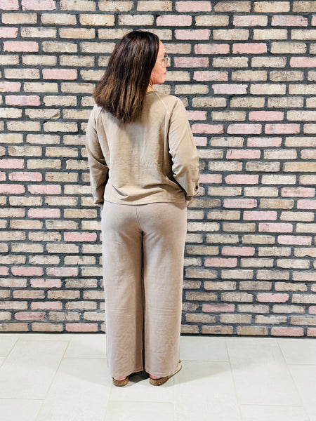 French Terry Pullover and Pants Set - Mocha