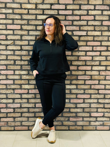 Scuba Half Zip and Joggers Set - Black