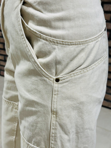 Mineral Washed Barrel Pants - Oatmeal