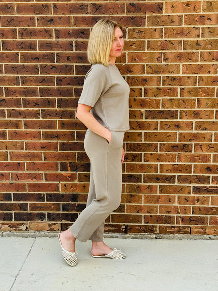 Soft Drape Raglan Tee - Warm Grey