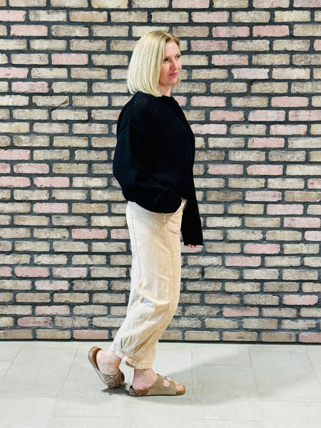 Textured Knit Sweater - Black