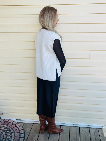 Sweater Vest with Slits - Ivory