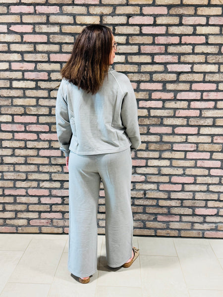 French Terry Pullover and Pants Set - Sleet
