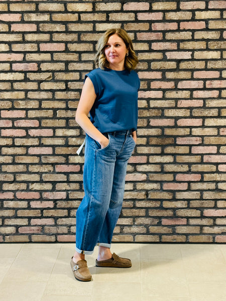 Scuba Sleeveless Top - Dusty Blue