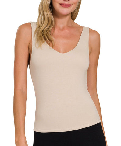 Double Layered Tank Top - Sand Beige