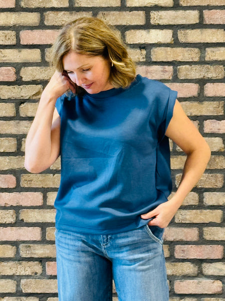 Scuba Sleeveless Top - Dusty Blue